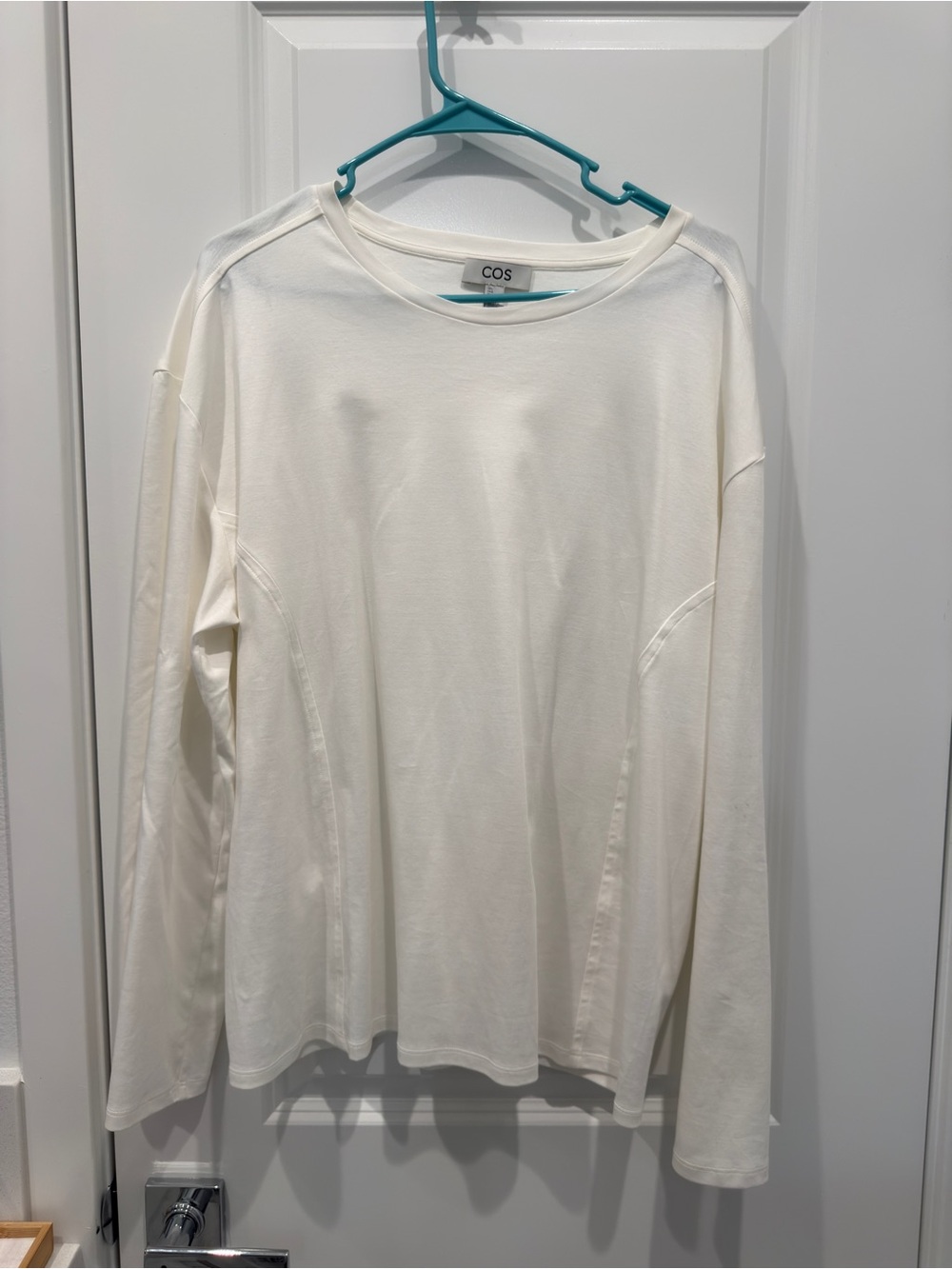 COS Cream Crew Neck Long Sleeve Top